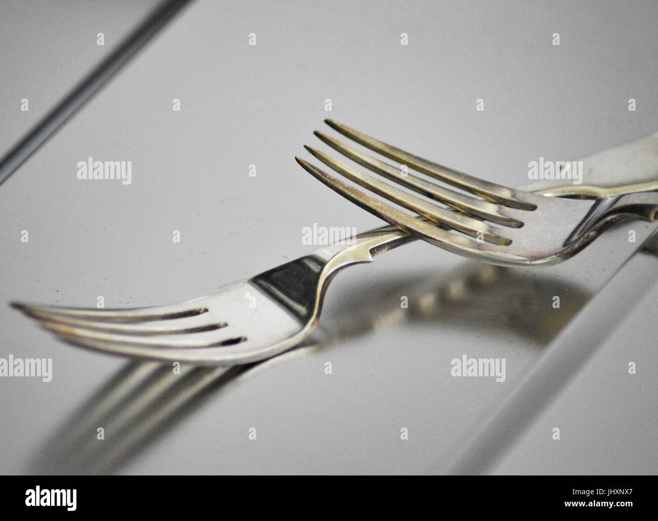 Forks, silverwave, stainless steel Stock Photo