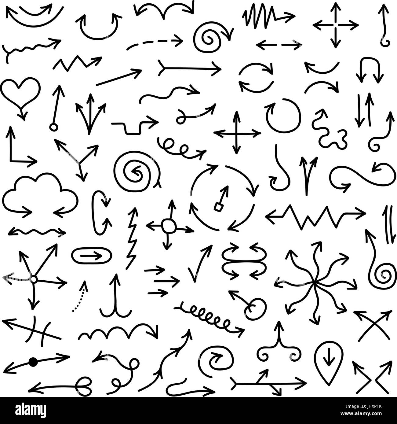 big set of black hand drawn arrows Stock Vector Image & Art - Alamy
