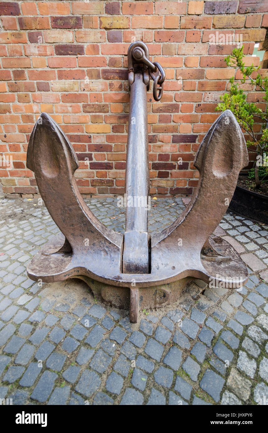 Old ships anchor in the German Oceanographic Museum, Stralsund, Germany Stock Photo