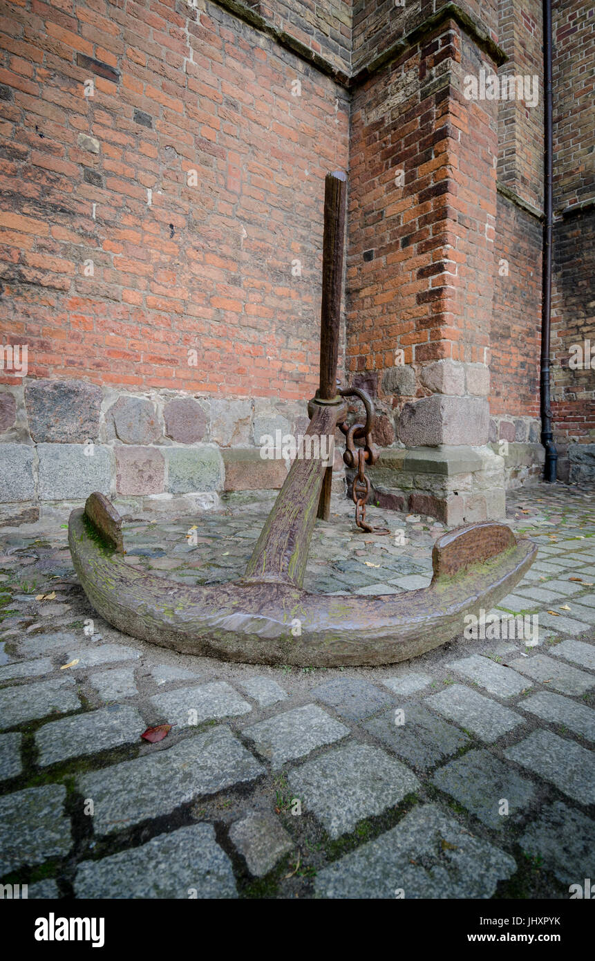 Old ships anchor in the German Oceanographic Museum, Stralsund, Germany Stock Photo