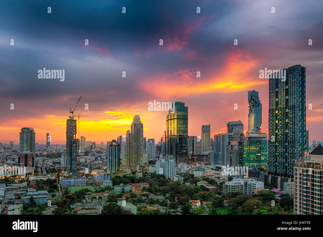 High Dynamic Range, Modern building increasing number in  Bangkok, Thailand Stock Photo