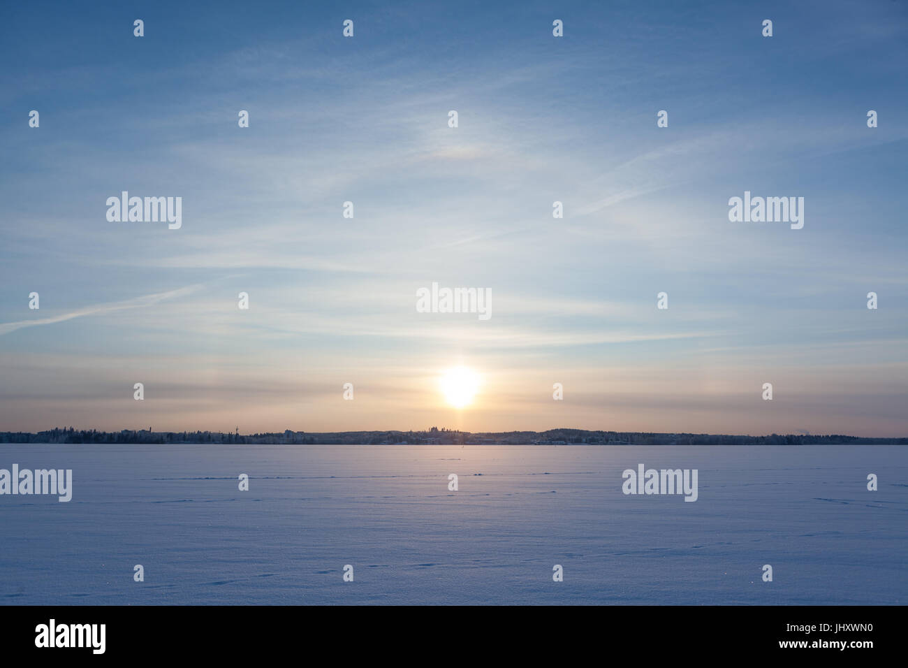 Serene sunset sky at winter Stock Photo