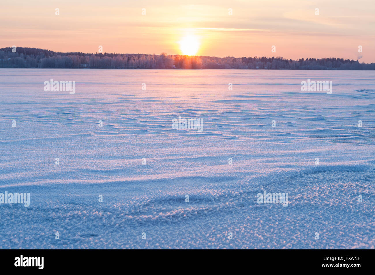 Serene sunset sky at winter Stock Photo