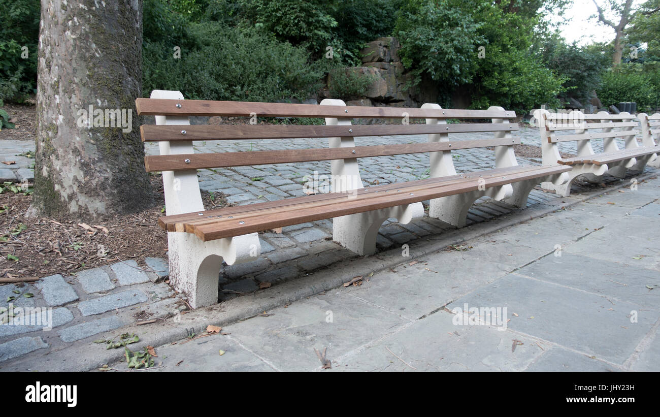 City park benches cement wood, daylight, tranquility, Stock Photo