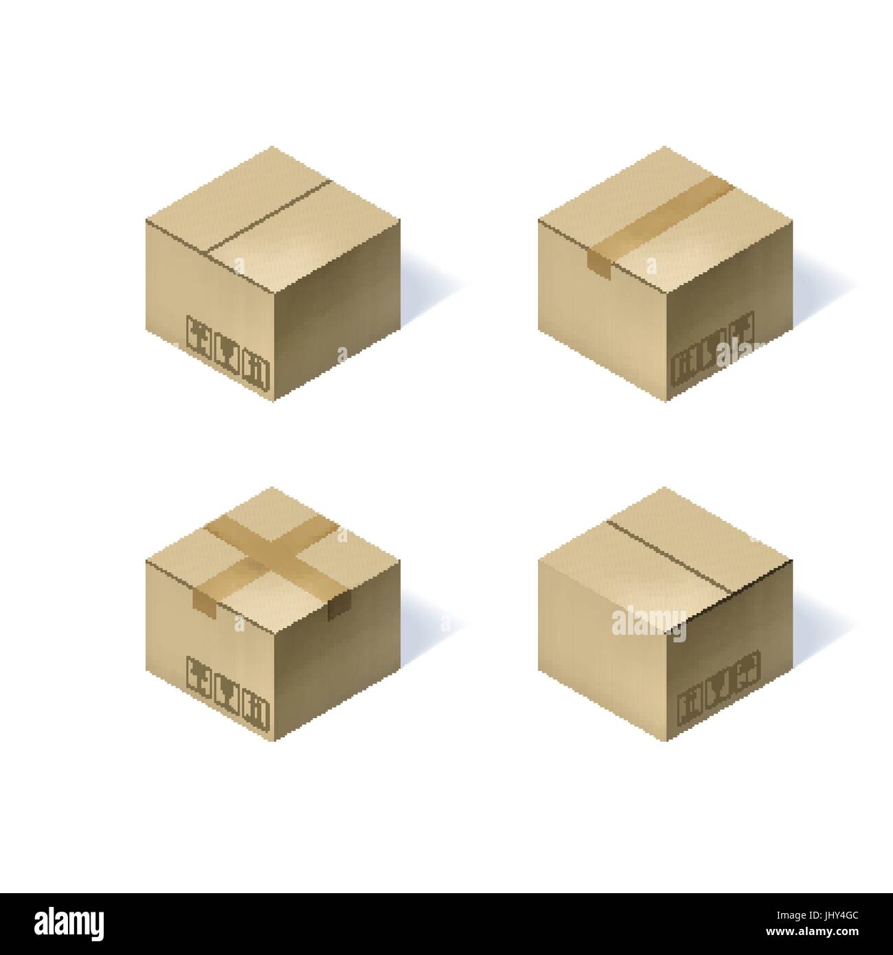 Set of four isometric cardboard boxes isolated on white Stock Vector ...