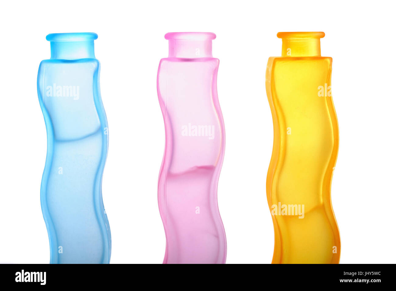 Coloured glass bottles, Bunte Glasflaschen Stock Photo