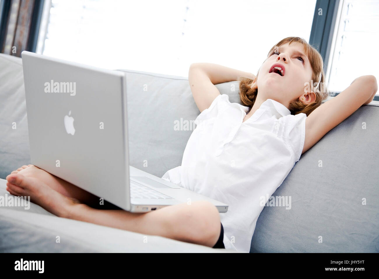 Girls with laptop, Maedchen mit Laptop Stock Photo