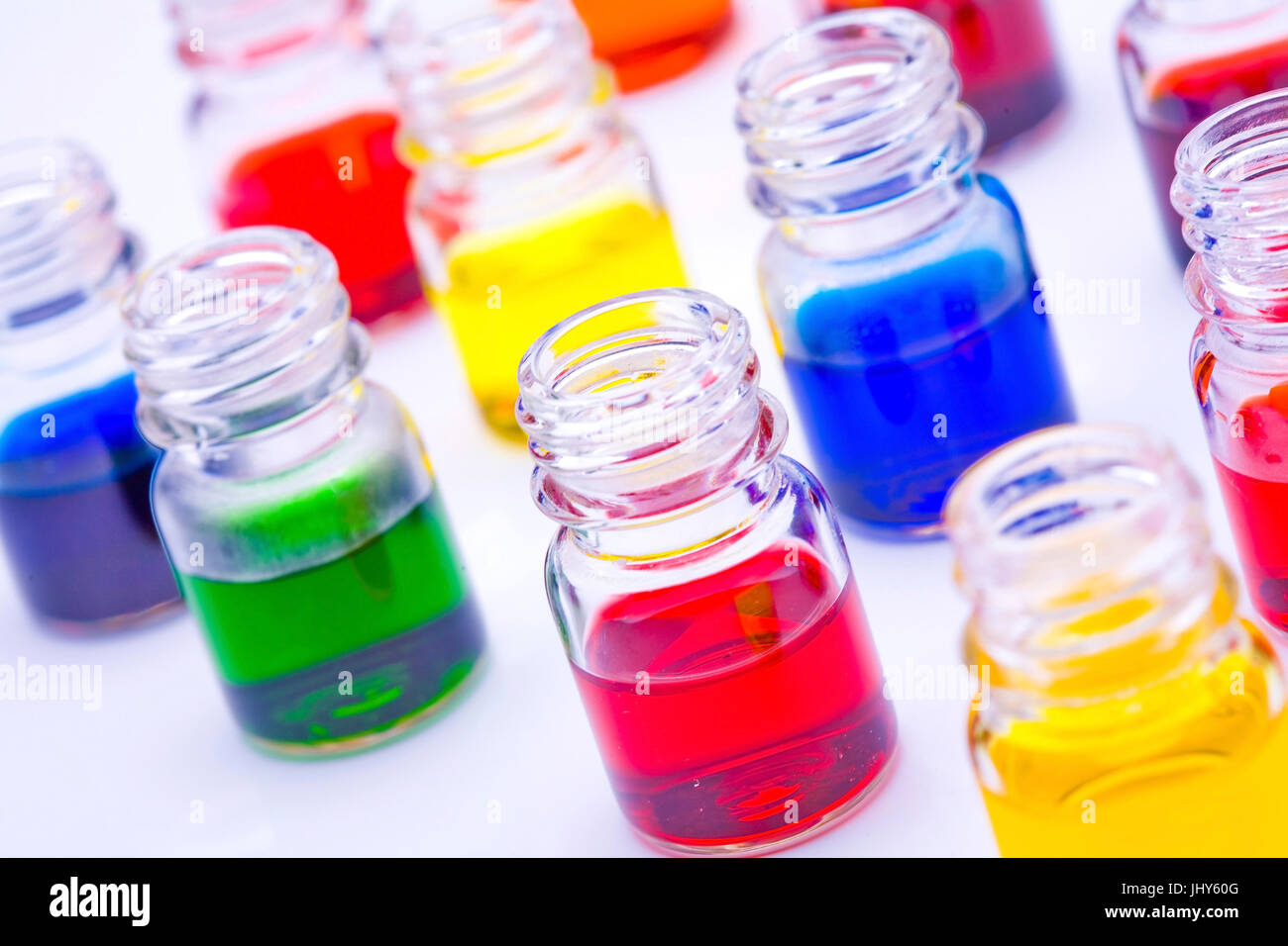 Glasses with coloured colours, Glaeser mit bunten Farben Stock Photo