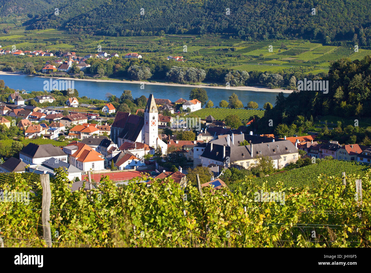 Spitz / the Danube, O ? ss ? sterreich, Niedero ? ss ? sterreich, Wachau - Village of spitz / the Danube, Austria, Lower Austria, Wachau region, Spitz Stock Photo