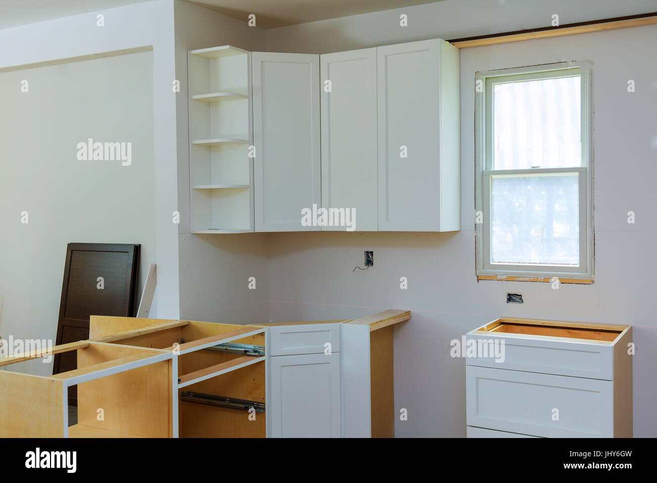 Installation of kitchen. the drawer in Stock Photo Alamy