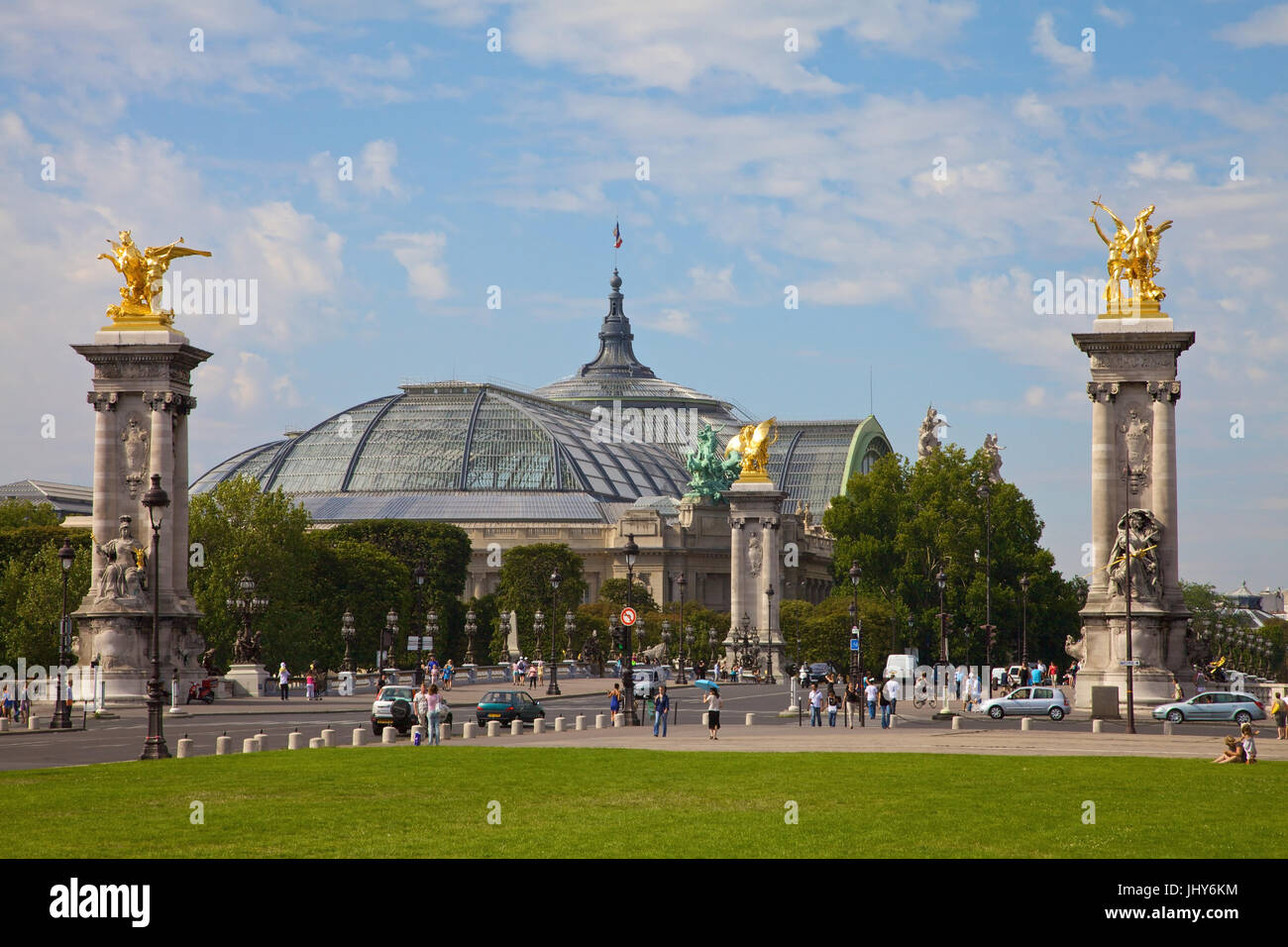 Grand palace and C in Paris, France - Grand palace and Pont Alexandre III in Paris, France, Grand Palais und c in Paris, Frankreich - Grand Palais and Stock Photo