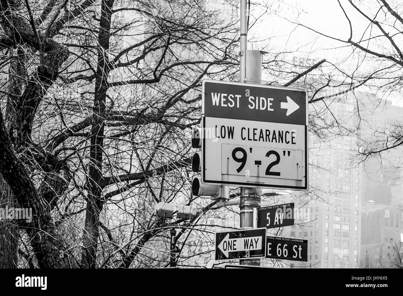 Direction sign to Central Park West side New York MANHATTAN / NEW