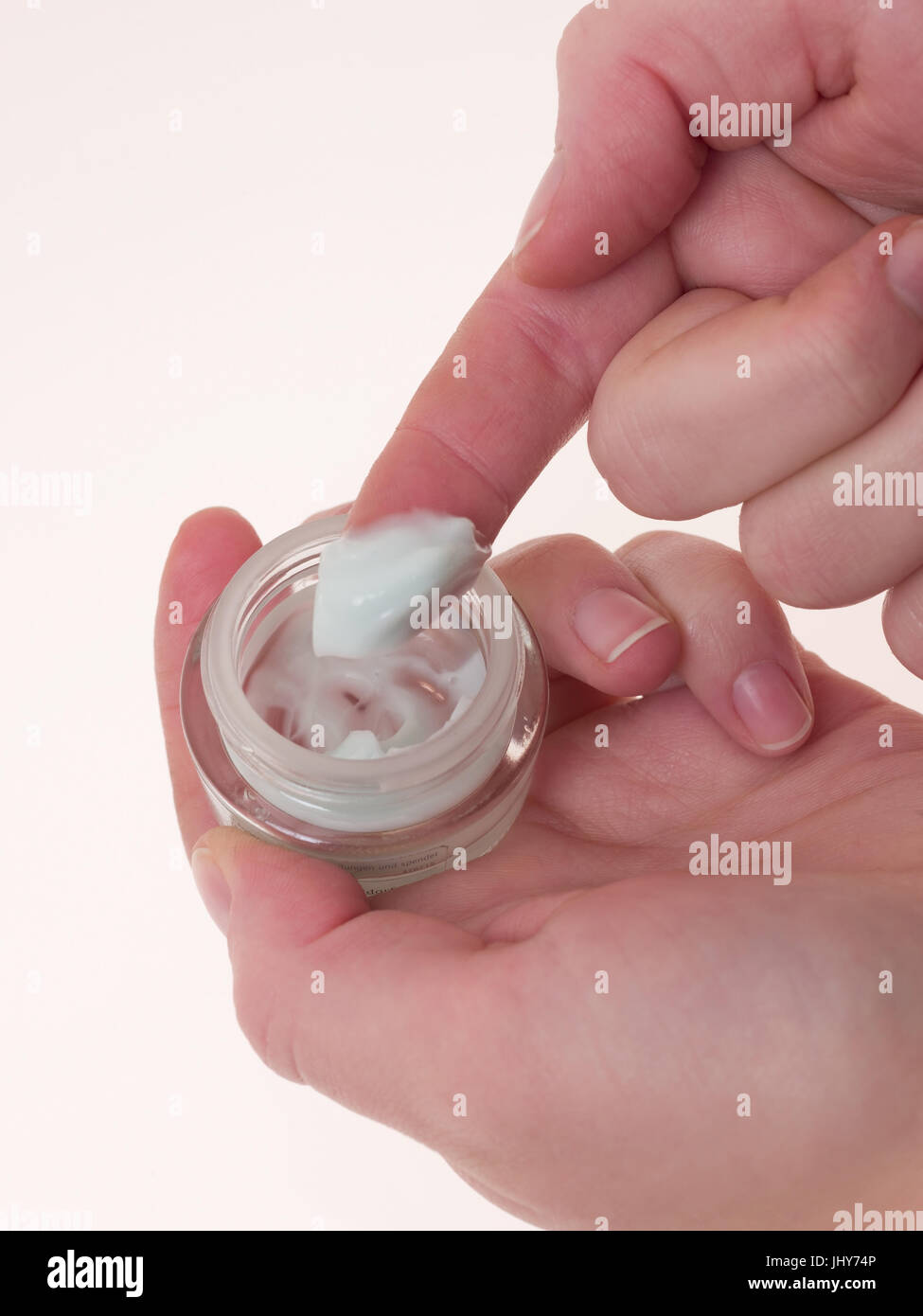 Cream crucible, humidity cream - cream pot, moisturiser, Cremetiegel, Feuchtigkeitscreme - cream pot Stock Photo