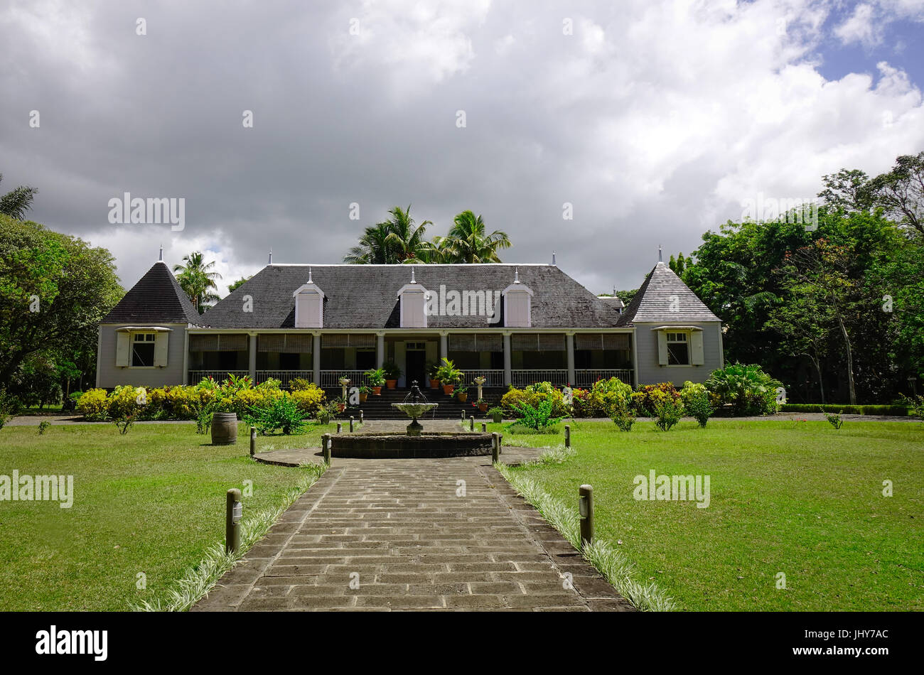 Frontal view of Ancient Eureka Mansion in Moka, Mauritius. The House is