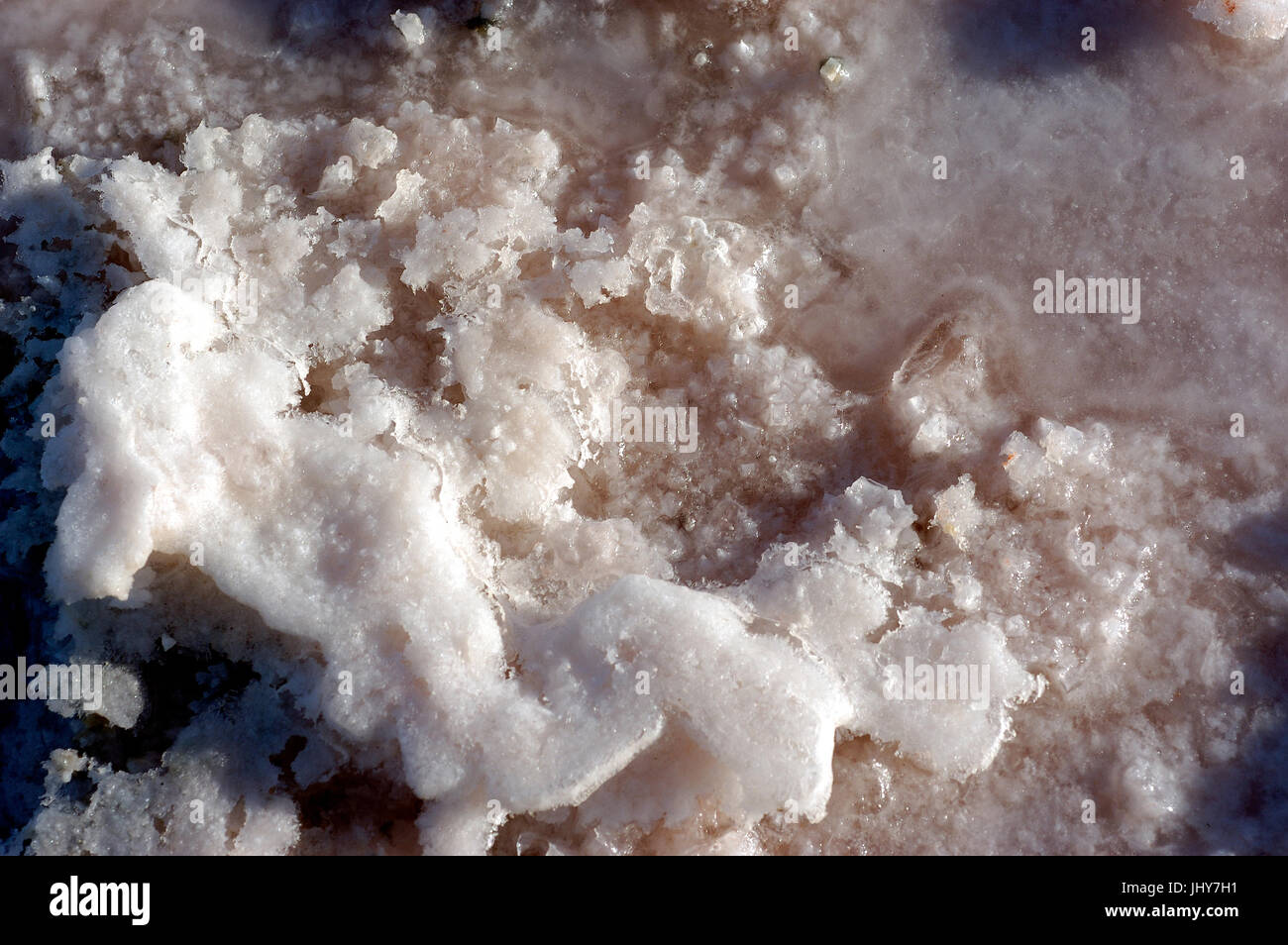 Salt Crystals in drainage lake, Sunraysia, Australia. Stock Photo