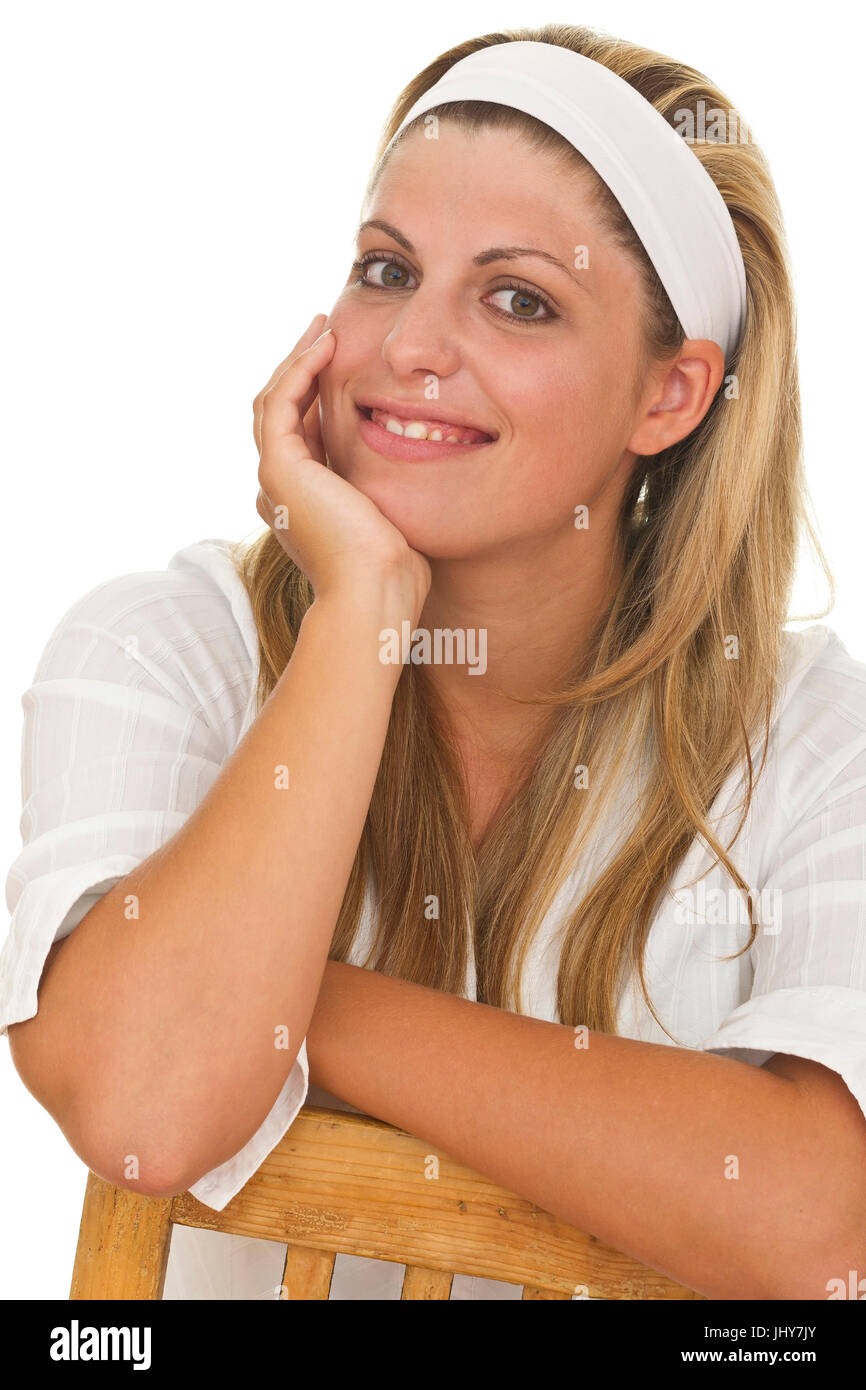 Young woman smiles - Young Woman is smiling, Junge Frau lächelt - Young Woman is smiling Stock Photo