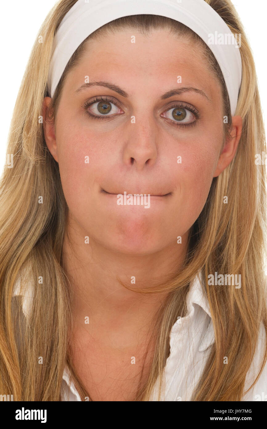Young woman, Silently - Young woman, divines, Jungen Frau, Stumm - Young woman, mute Stock Photo