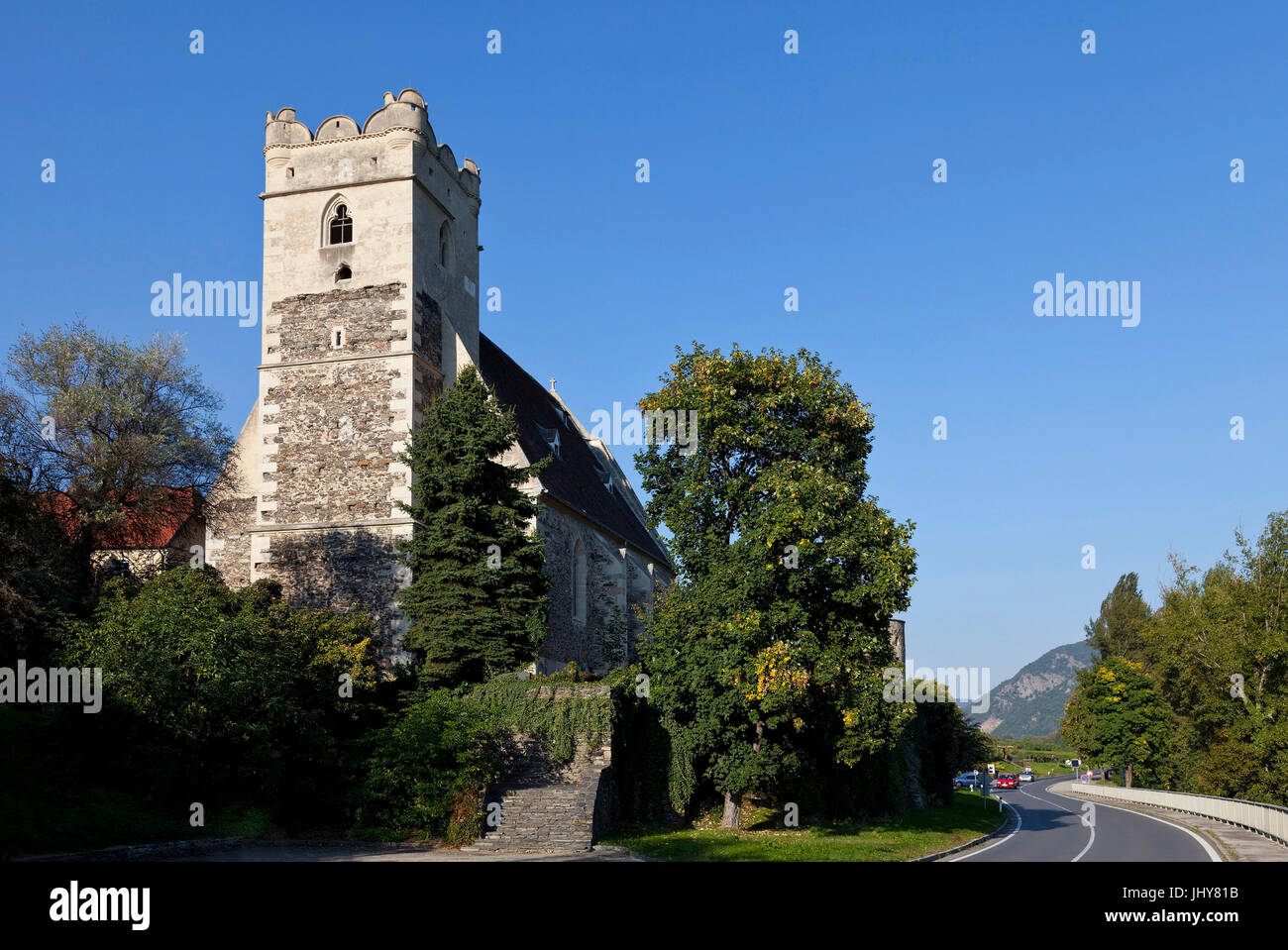 Church in Saint Michael / the Danube, Wachau, Lower Austria, Austria - Church in Saint Michael / the Danube, Austria, Lower Austria, Wachau region, Ki Stock Photo