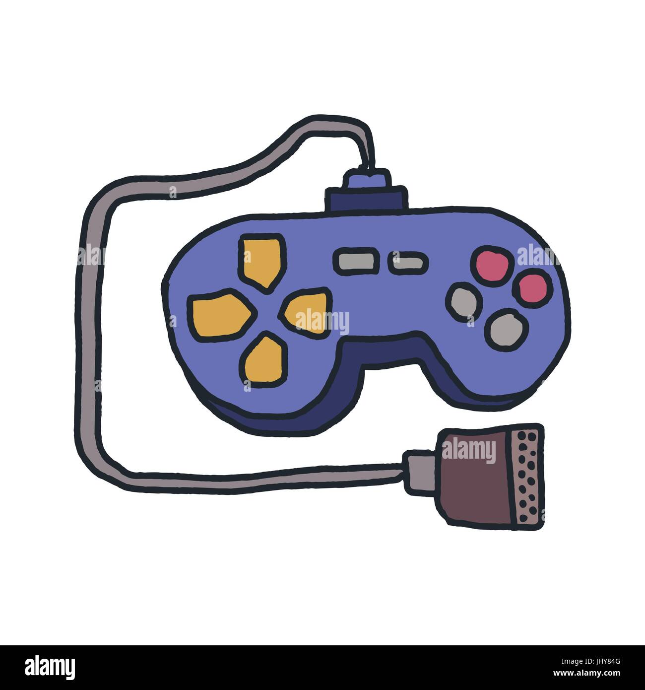 Joystick isolated. Retro gamepad. Video game controller on white background Stock Vector