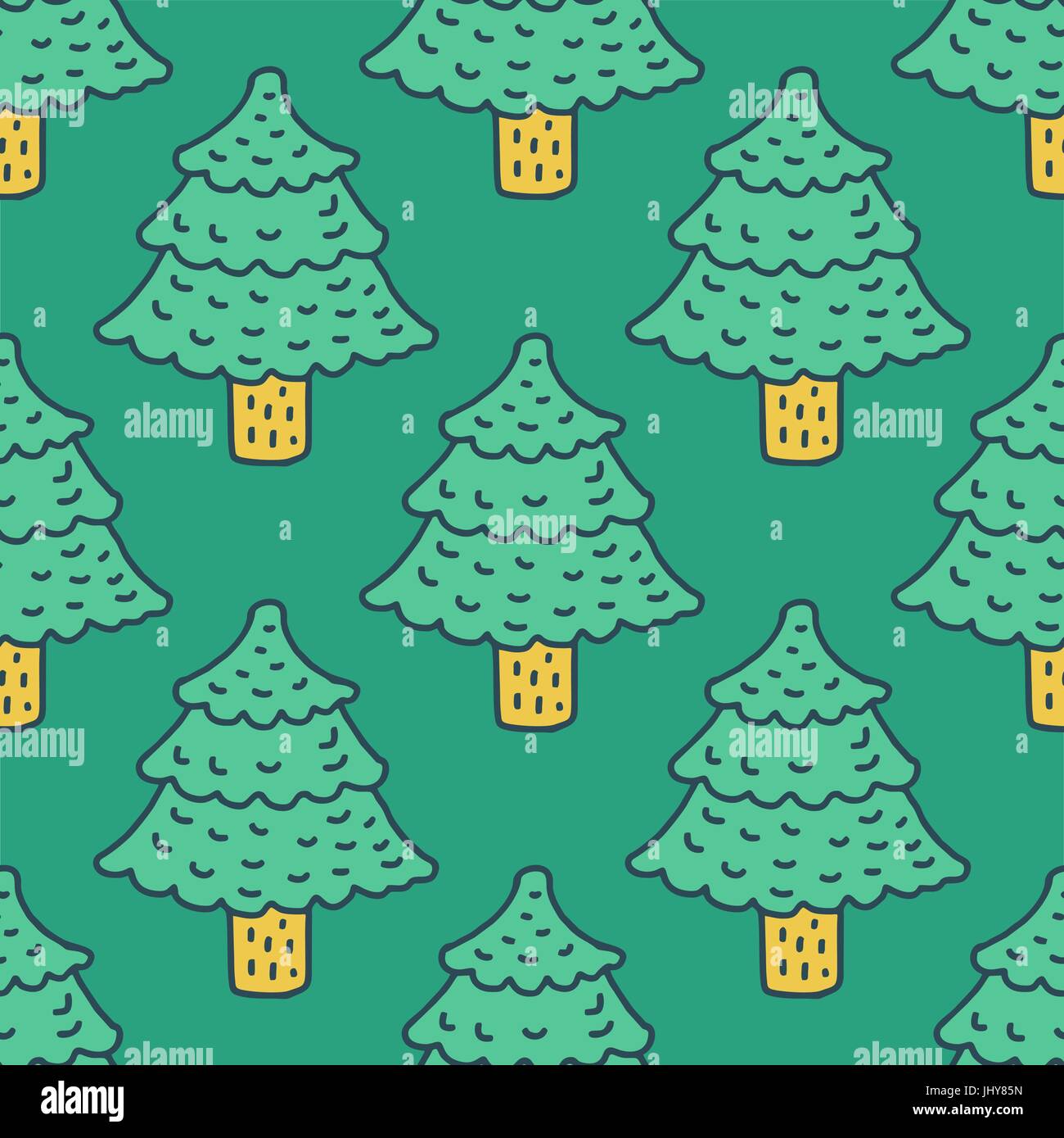 Christmas tree drawing pattern. Fir cartoon style. spruce