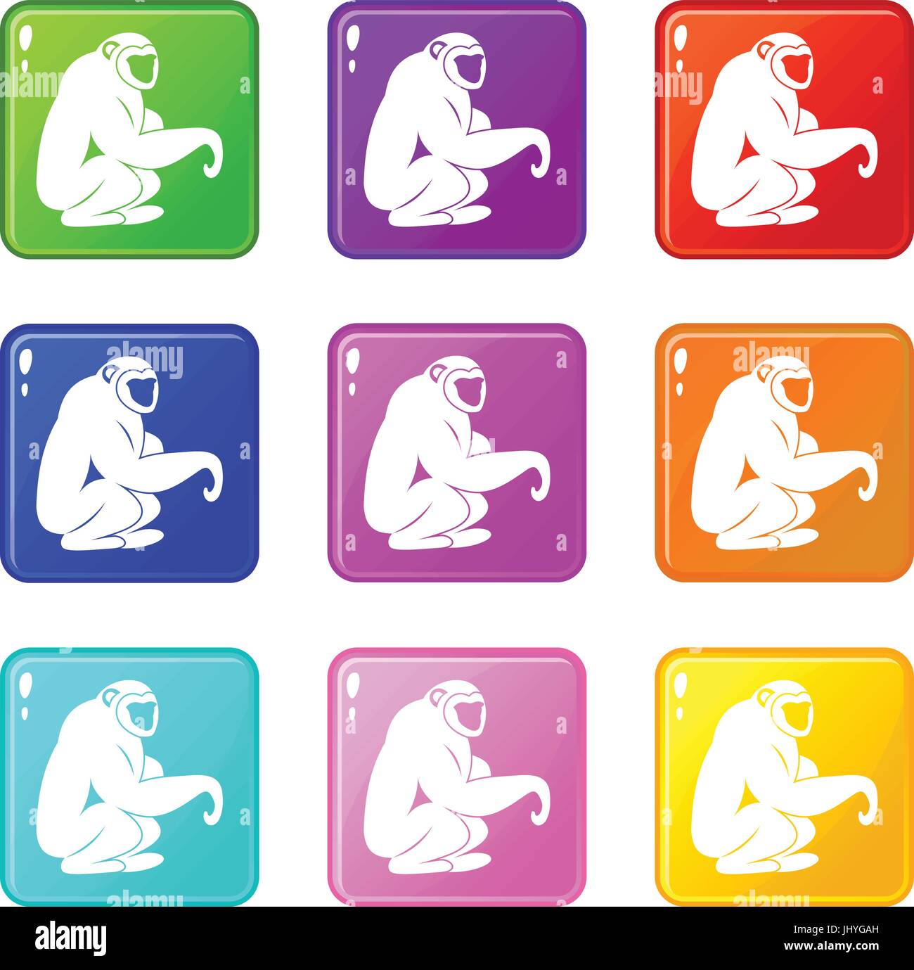 Monkey sitting icons 9 set Stock Vector Image & Art - Alamy