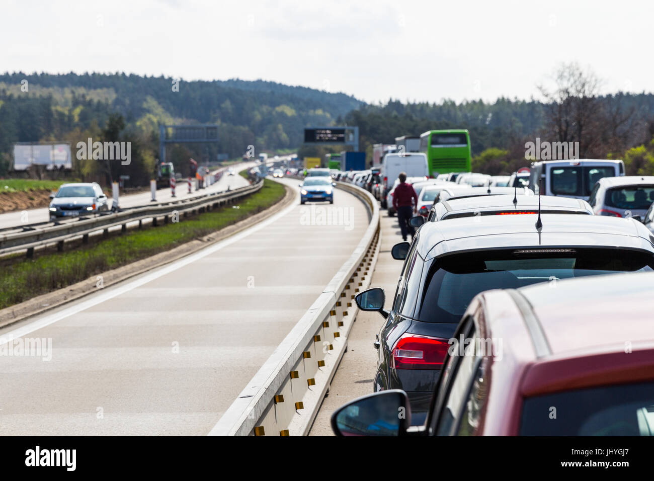 Traffic jam on highway during rush hour Stock Photo - Alamy