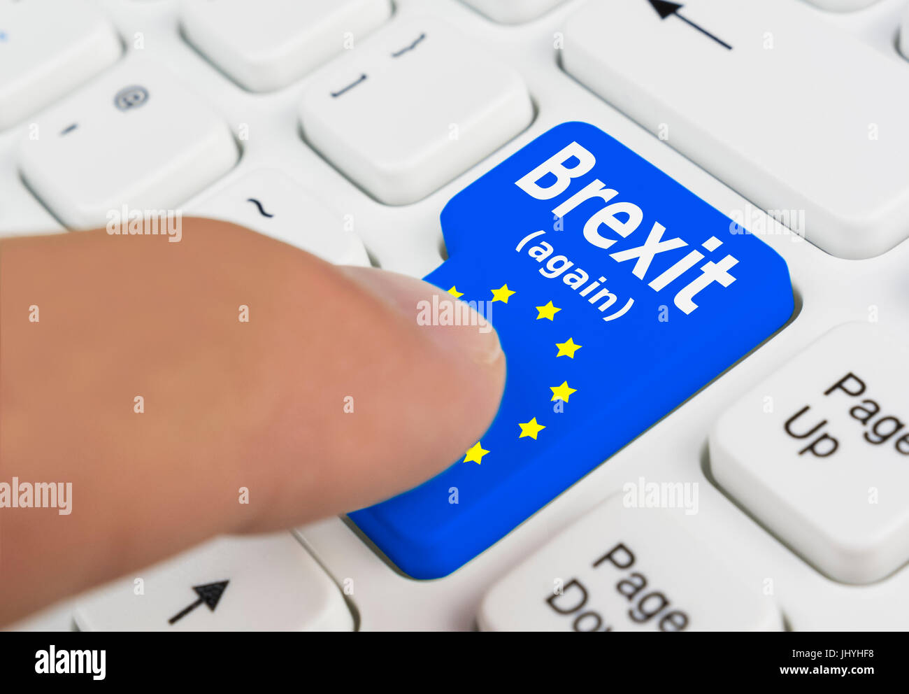 Brexit button showing someone voting for the UK to exit the EU in a 2nd referendum. Second Brexit referendum. Second Brexit vote. Stock Photo