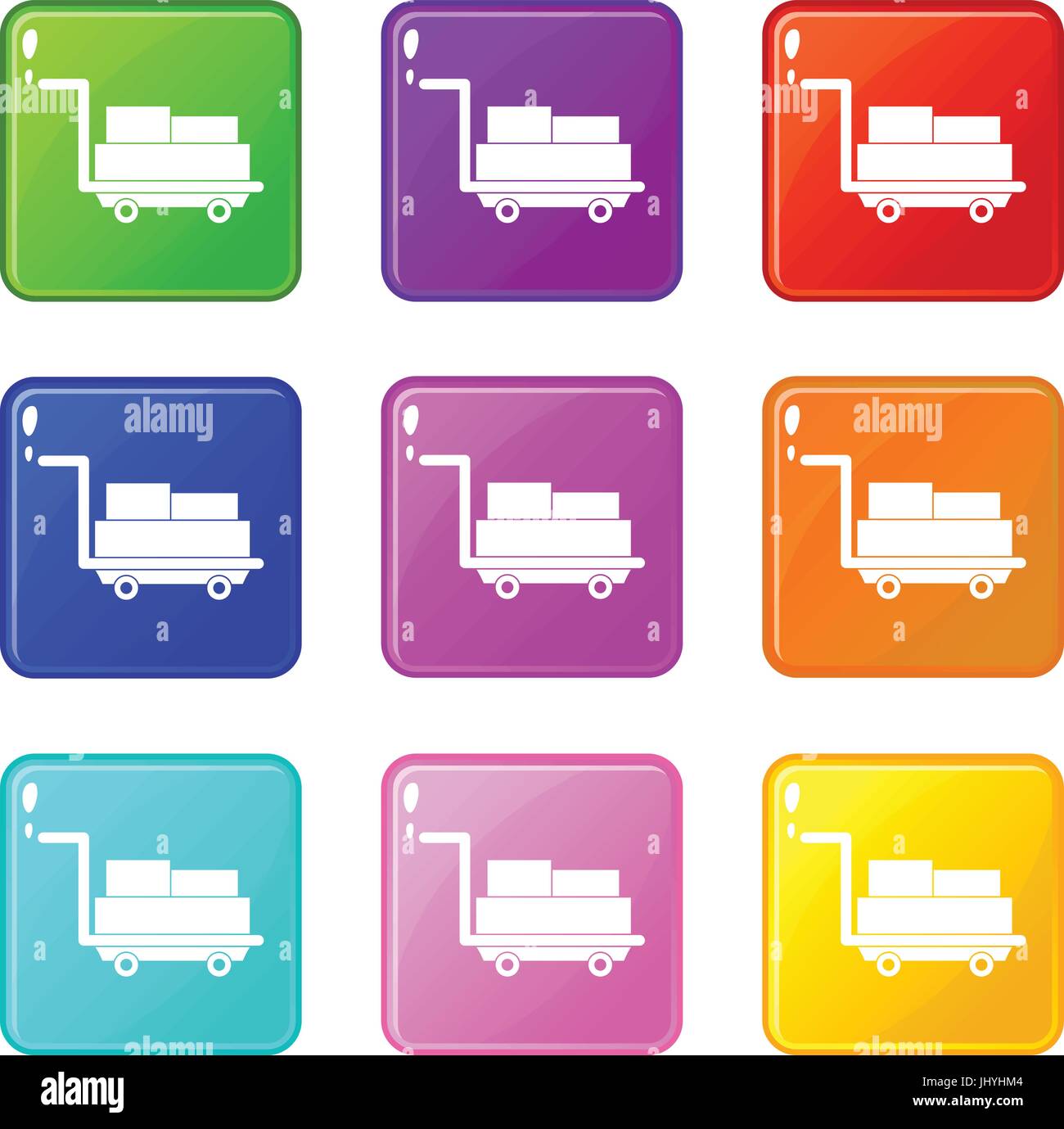 Cart with luggage icons 9 set Stock Vector Image & Art - Alamy