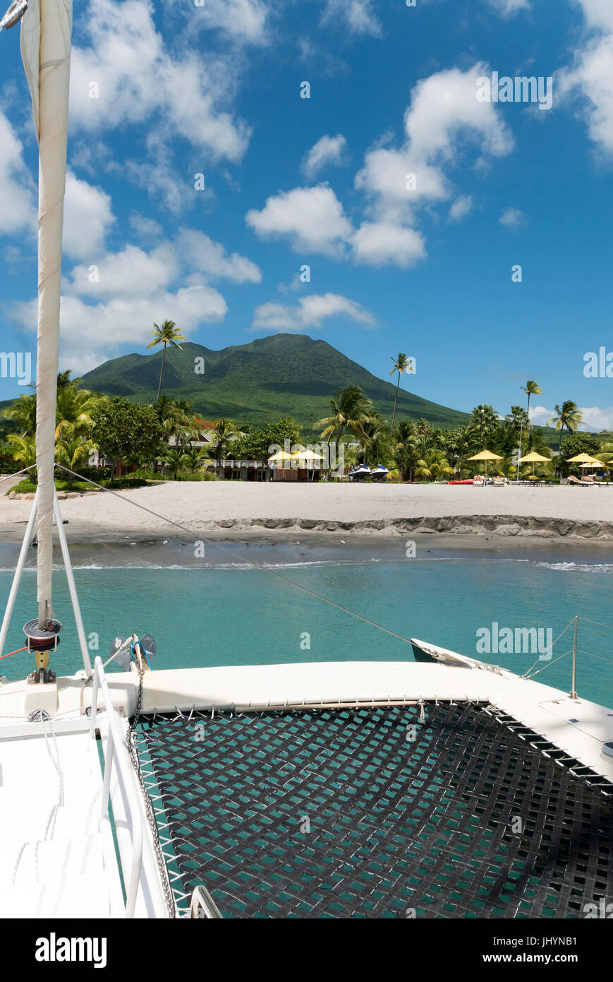 Pinneys Beach at the 4 Seasons Hotel in Nevis in the caribbean Stock Photo