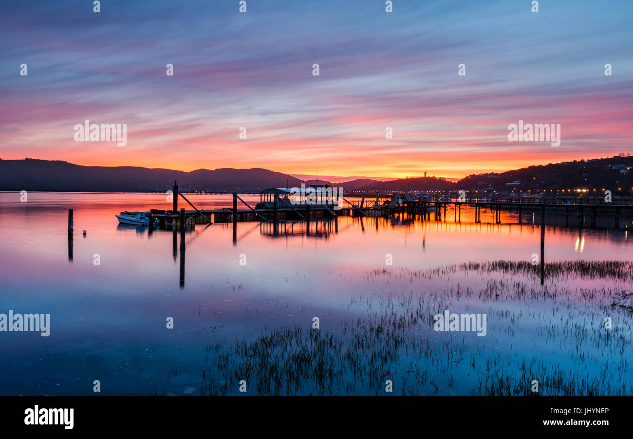 Sunset over Knysna Lagoon, Garden Route, Western Cape, South Africa, Africa Stock Photo