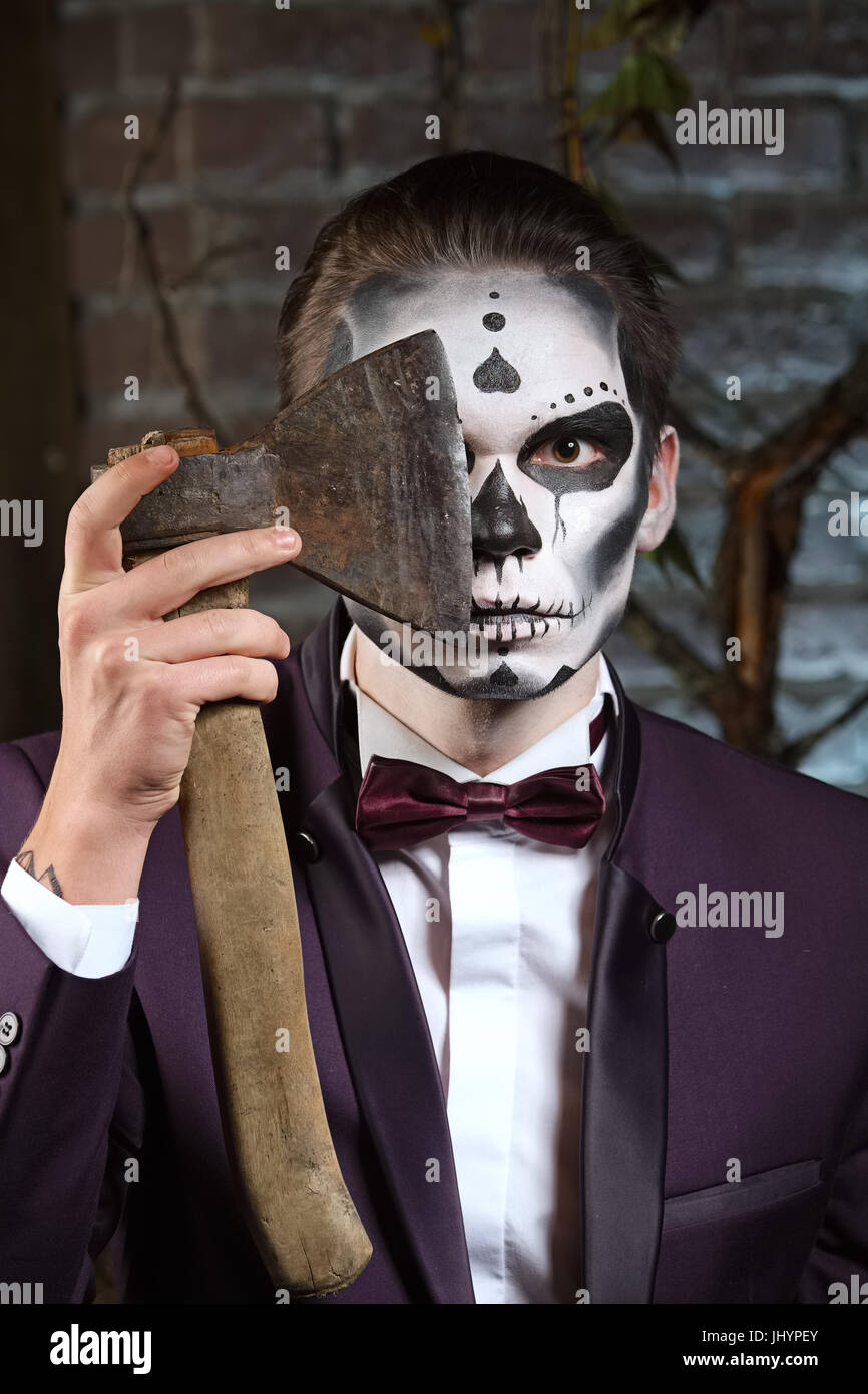 Male Sugar Skull Makeup Face Painting Art Stock Photo Alamy Sugar Skull Makeup Face Painting Art