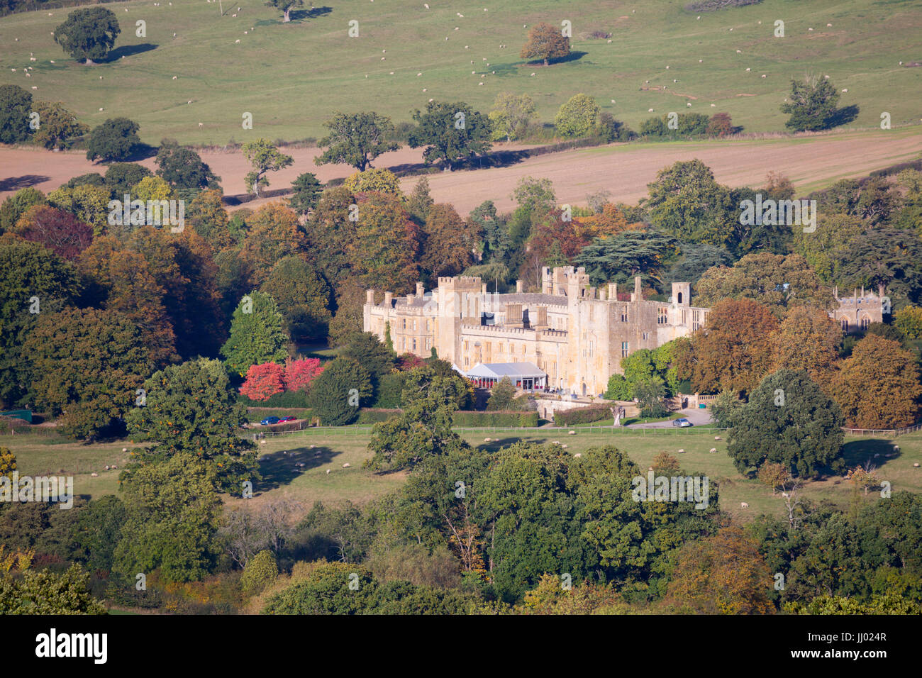Sudeley Castle in autumn, Winchcombe, Cotswolds, Gloucestershire, England, United Kingdom, Europe Stock Photo