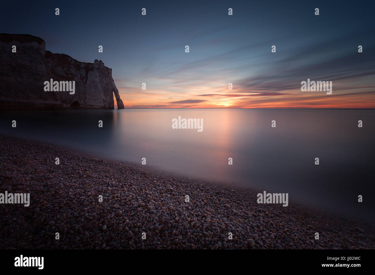 Sunset at Etretat Stock Photo - Alamy