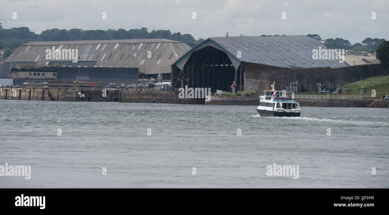 Covered Slip Number 1, Devonport, South Yard and is the oldest covered slipway in any of the Royal Navy's Dockyards. Stock Photo