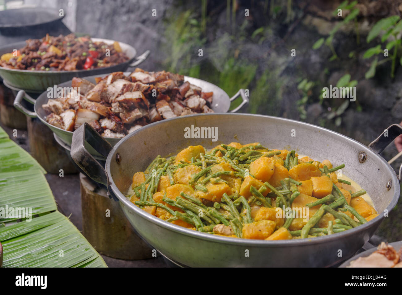 Filipino traditional food - (Ginataang Kalabasa)Squash cooked in coconut milk Stock Photo