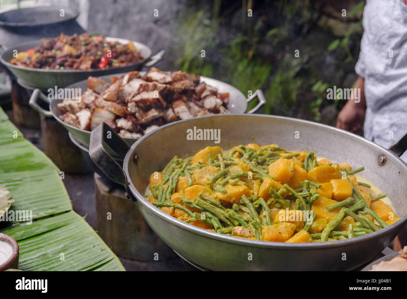Filipino stye lunch buffet Stock Photo