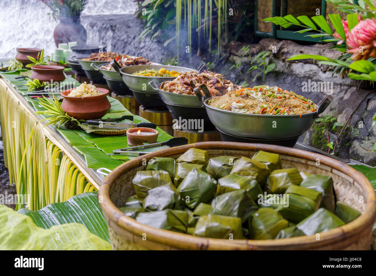 Filipino stye lunch buffet Stock Photo