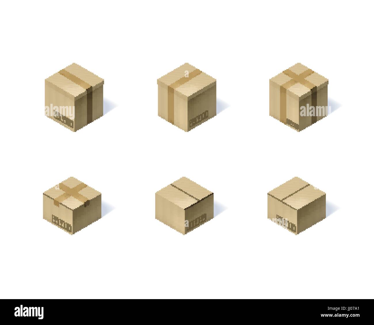 Set of six isometric cardboard boxes isolated on white Stock Vector ...