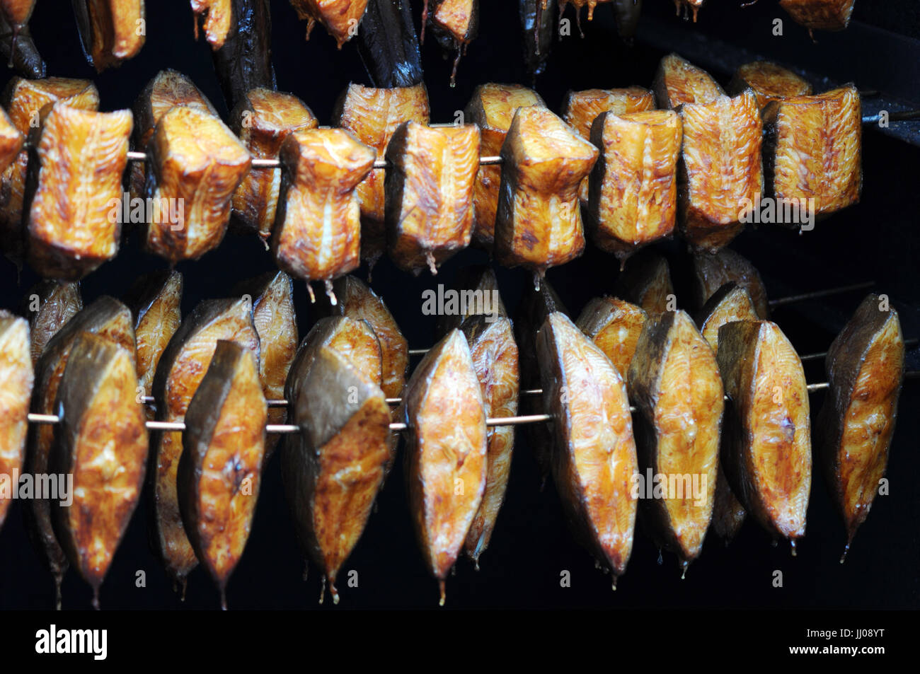 traditional fresh smoked fish in smoker Stock Photo Alamy