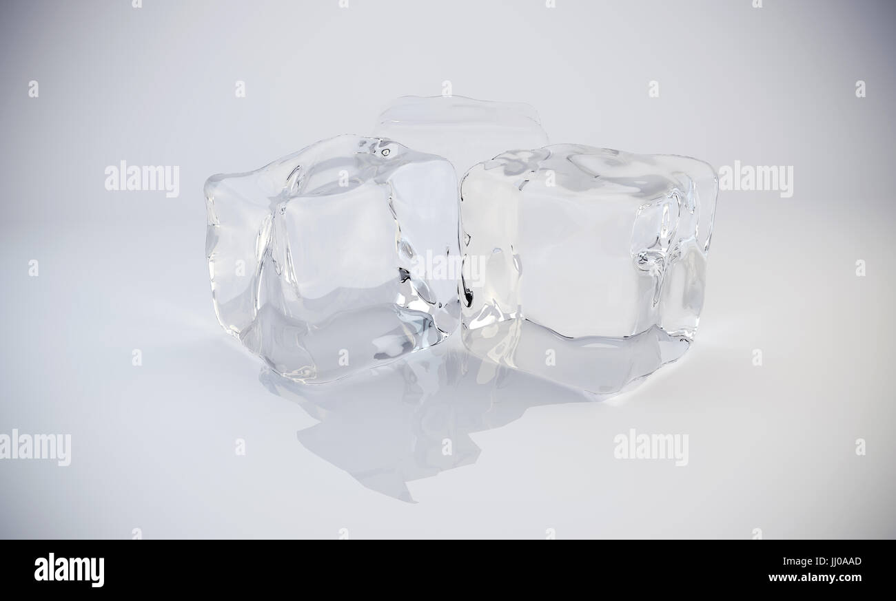 3D Ice cubes. 3D rendering. Stock Photo