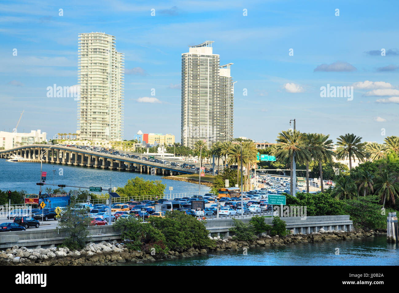 Views of Miami Beyond the Macarthur Causeway Stock Photo