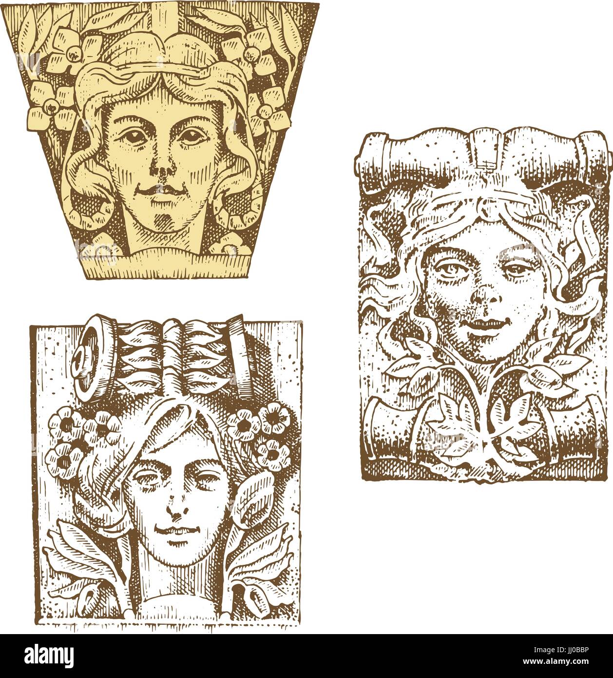 Detail Ancient Classic Building Architectural Ornamental Elements Showing Tuscan Doric Ionic And Roman Column Engraved Hand Drawn In Old Sketch Vintage And Antique Baroque Or Gothic Style Stock Vector Image Art