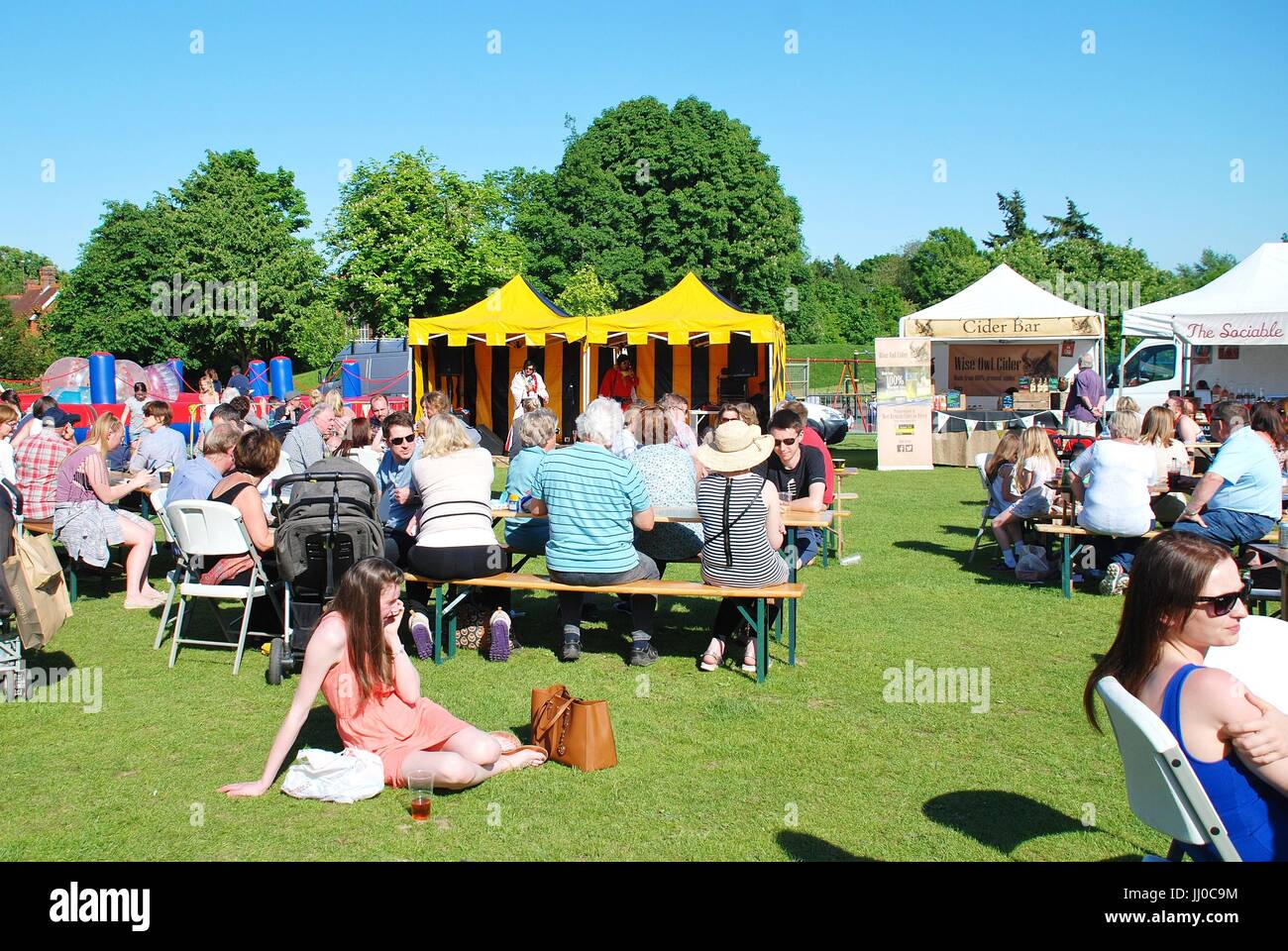 People enjoying the first ever Food and Drink Festival at Tenterden in Kent, England on May 21, 2017. Stock Photo