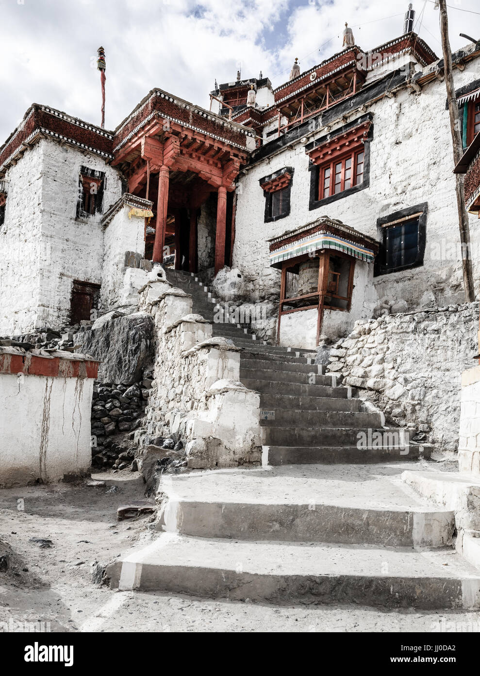 Diskit Buddhist Monastery in Nubra Valley in Kashmir, India Stock Photo