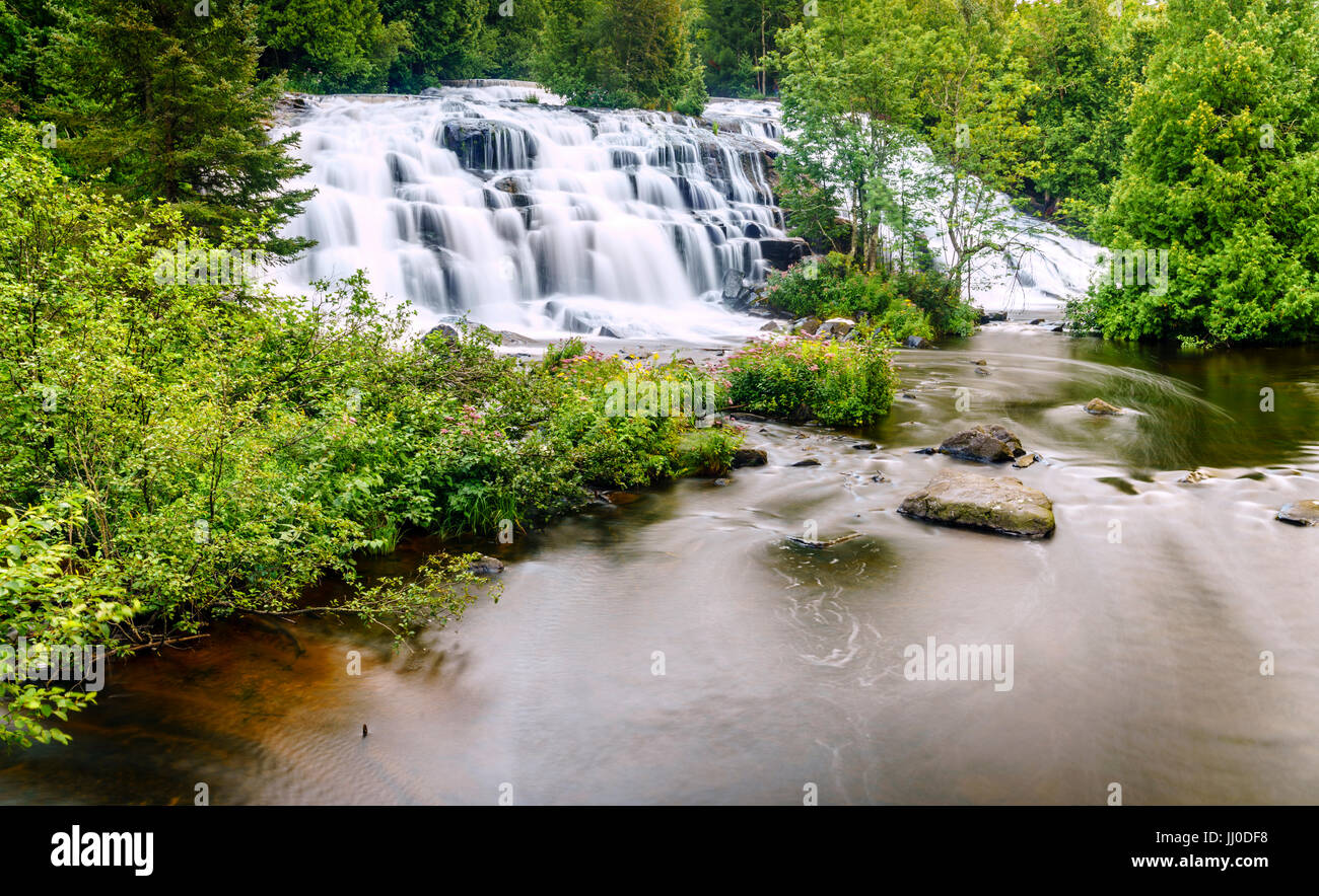 Bond Falls in Upper Peninsula, Michigan. Long exposure Stock Photo