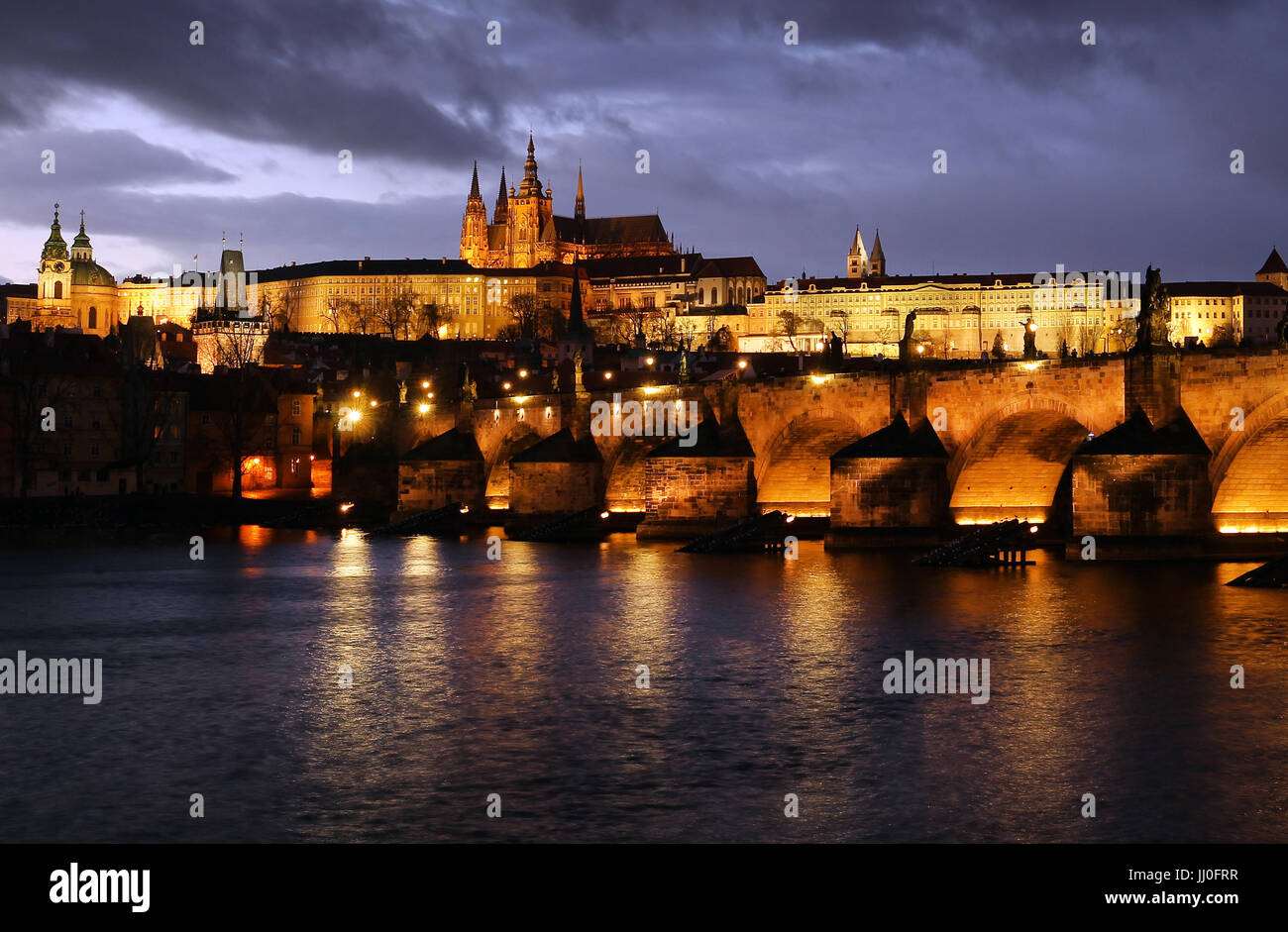 Prague Castle, symbol of the Czech State, the most significant Czech monument and an important cultural institution in the Czech Republic. Stock Photo