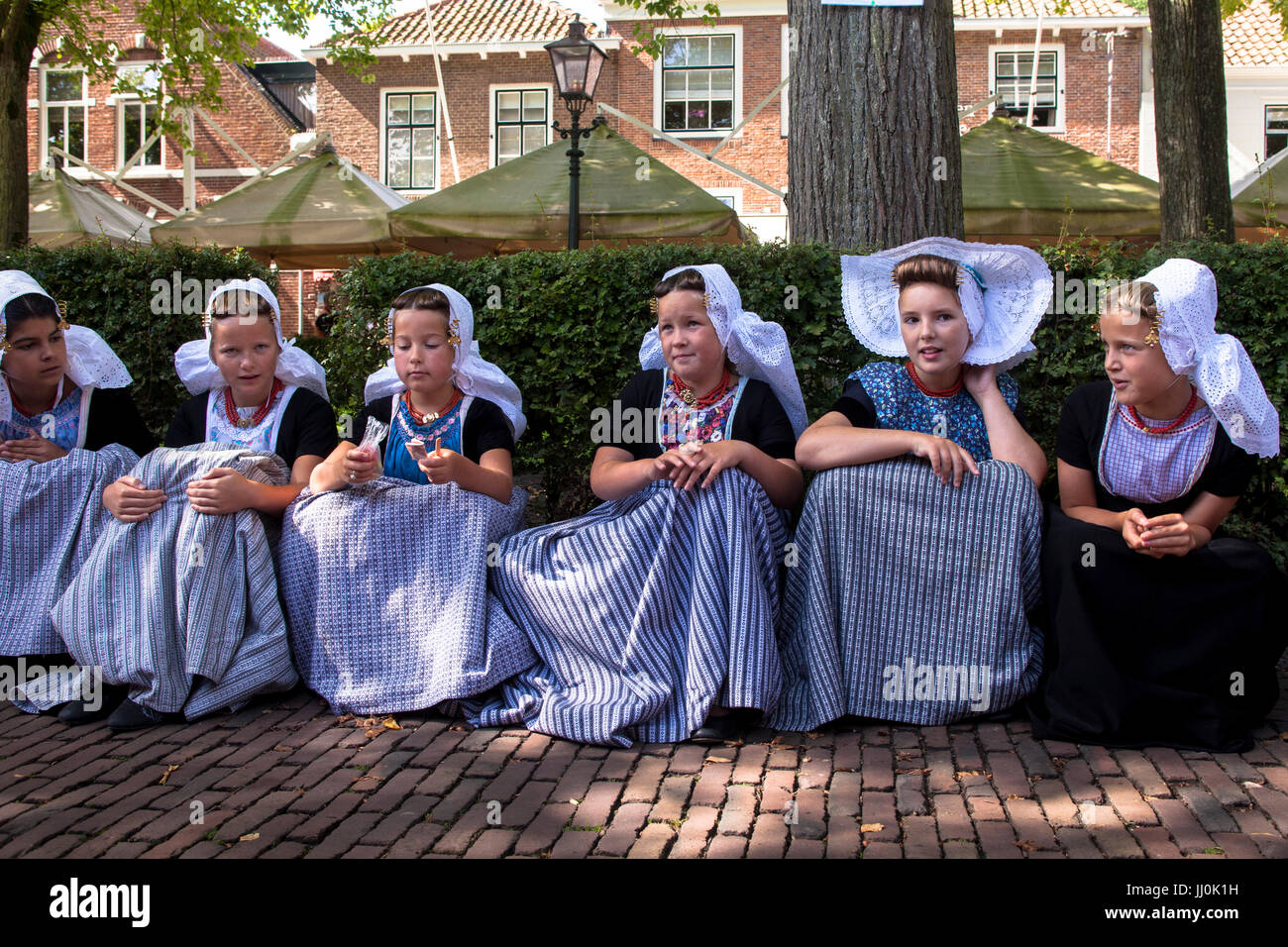 Netherlands, Zeeland, the village Veere on the peninsula Walcheren, children dressed in traditional costumes. Stock Photo