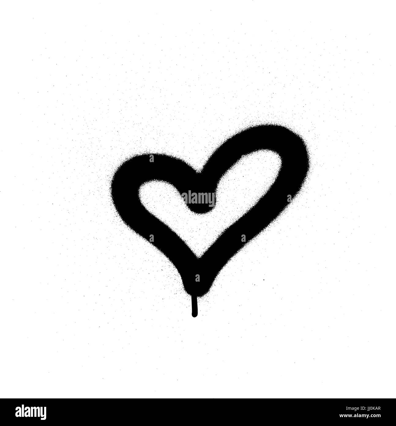 sprayed graffiti heart in black on white Stock Vector