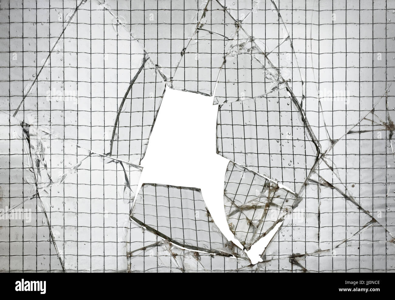 Reinforced Broken Glass Cutout Background Stock Photo