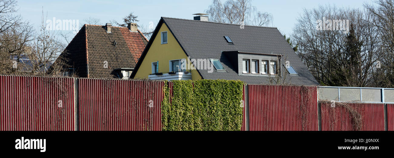 Noise protection wall, Dortmund, Ruhr area, North Rhine-Westphalia, Germany, Europe Stock Photo